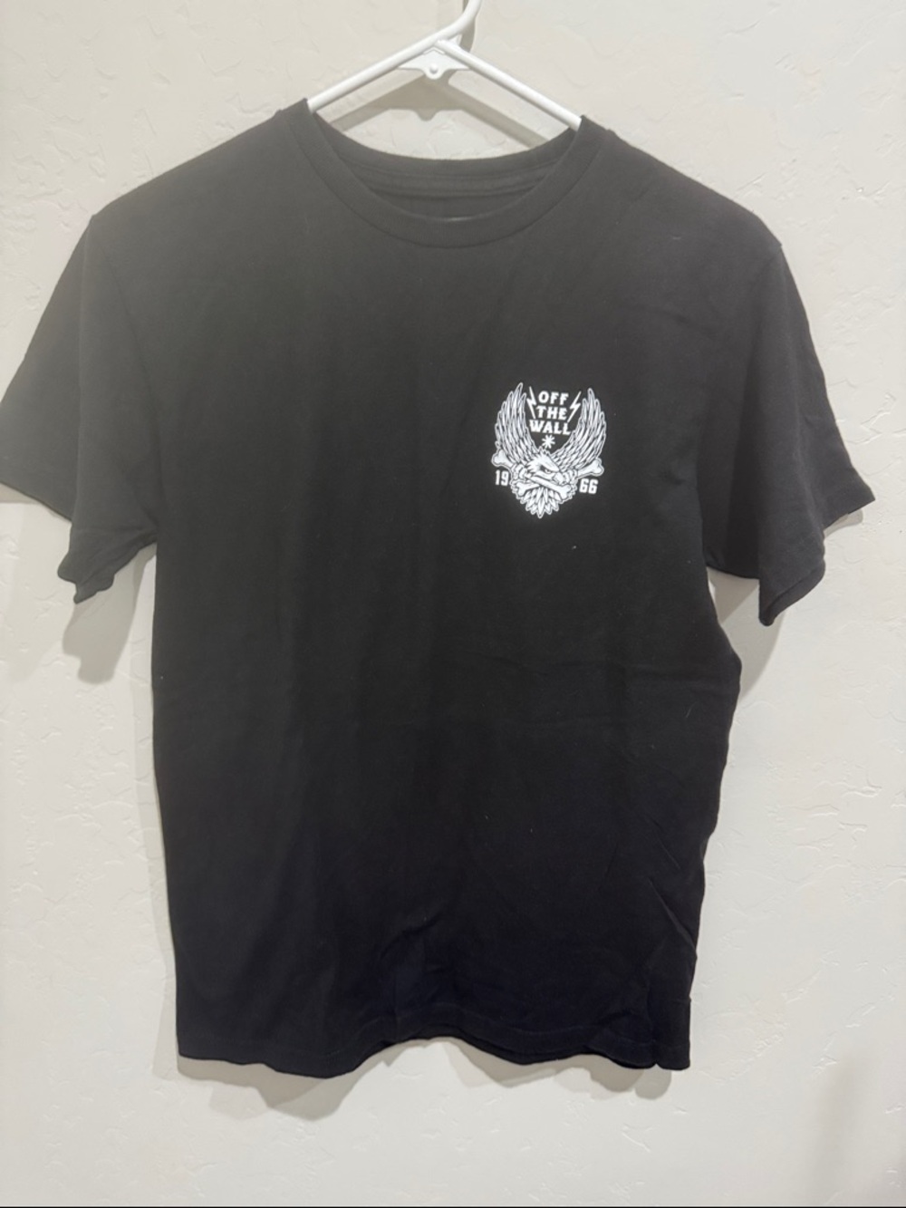 Vans Black Short-Sleeve Tee with White 'Off The Wall' Chest Graphic